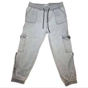 Telepatia‎ Woman's Cargo Jogger Jeans Gray Wash